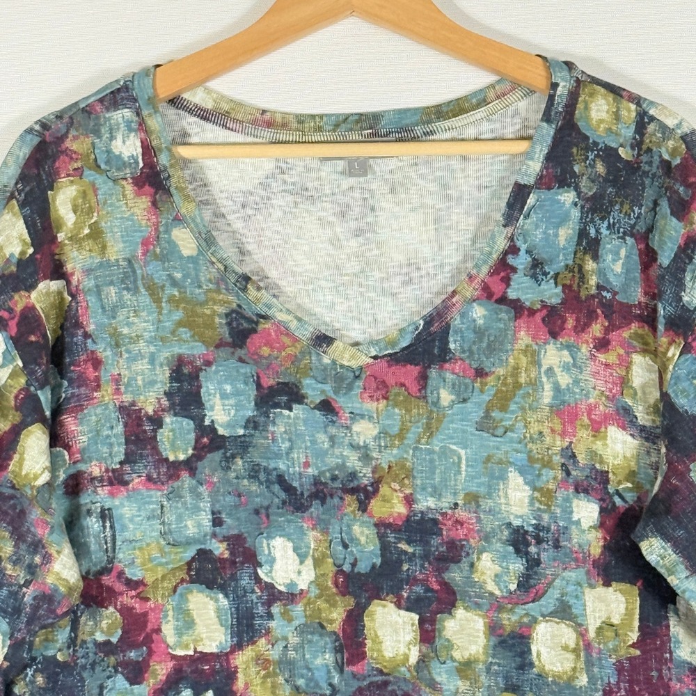 Habitat Large Shirt Women Artsy Lagenlook Boho Slub Knit Relaxed Coastal Boho - Picture 2 of 7